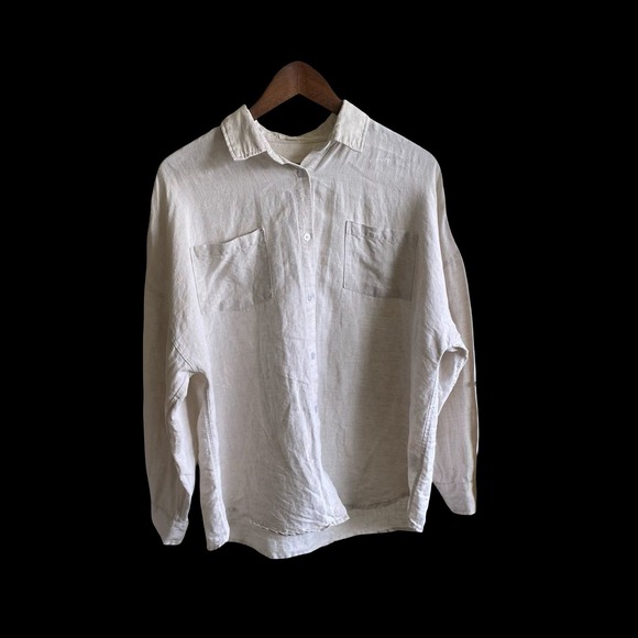 Threads by Bed Threads Tops - Threads by Bed Threads 100%‎ Linen Button Down Shirt Oatmeal Beige Mens Size M